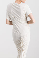 Ruched cotton rib maxi dress