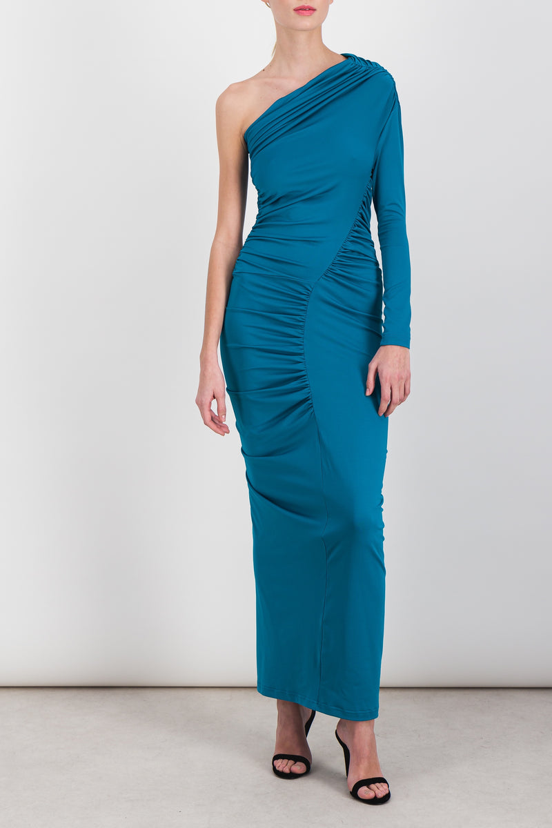 Atlein - One shoulder draped recycled jersey maxi dress