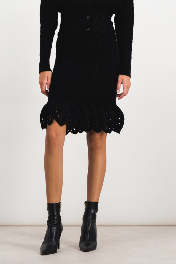 3D cable knit mini skirt