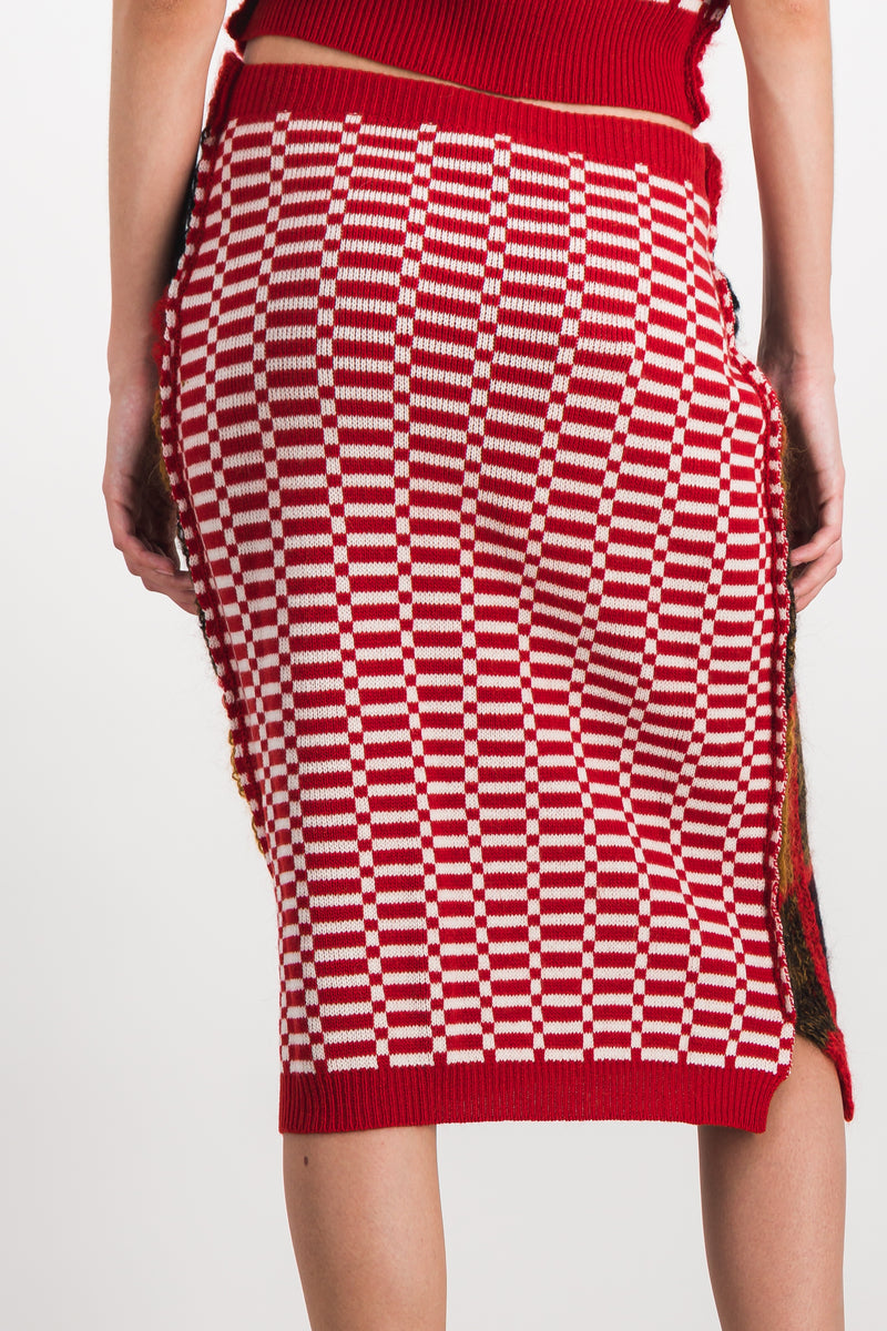 Marni - Bi-pattern tulip wool skirt