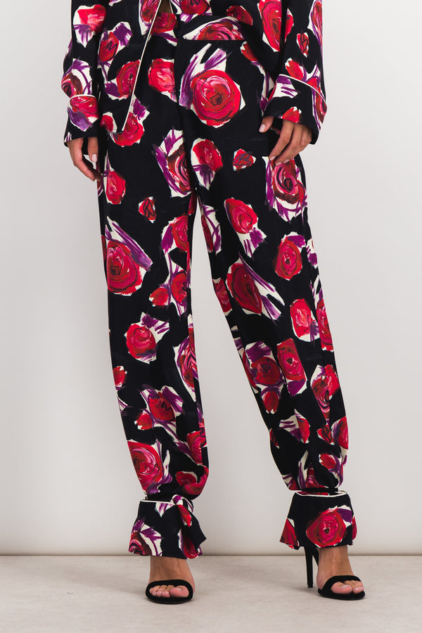 Drawstring flower printed pyjama pants