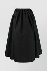 Black satin A-line maxi skirt