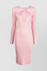 Light pink twisted cut-out knit dress
