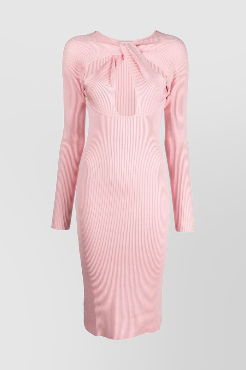 Coperni - Light pink twisted cut-out knit dress