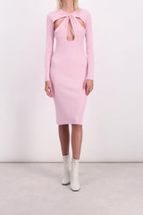Light pink twisted cut-out knit dress