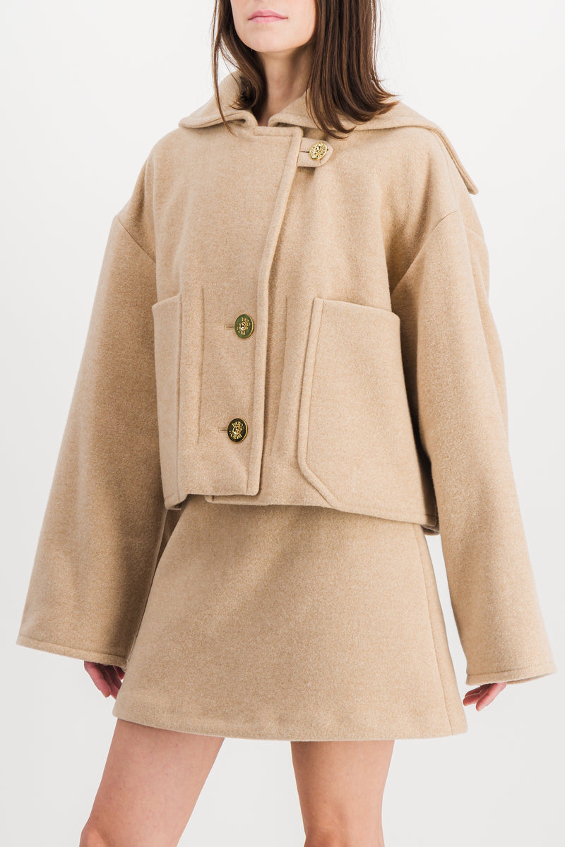 Patou - Oversized double sided wool cropped jacket